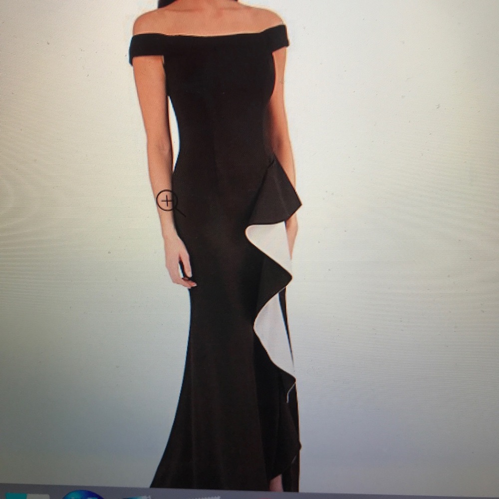 carmen marc valvo black and white dress